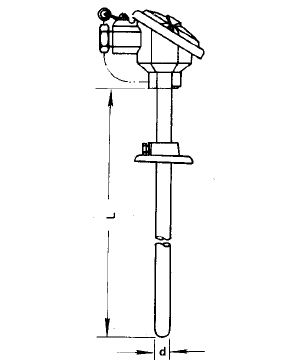 WZP-320活動(dòng)法蘭防濺式熱電阻安裝圖片